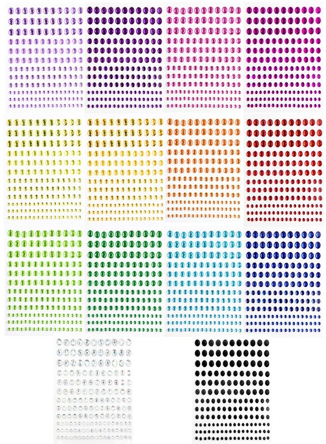 FEMBW 2310 PCS Self Adhesive Rhinestone Gem Stickers for Face Nail Body Makeup Festival,4 Size 14 Sheets Bling Jewels Stickers Earrings for DIY Kids Craft Card Decorations - Image 1